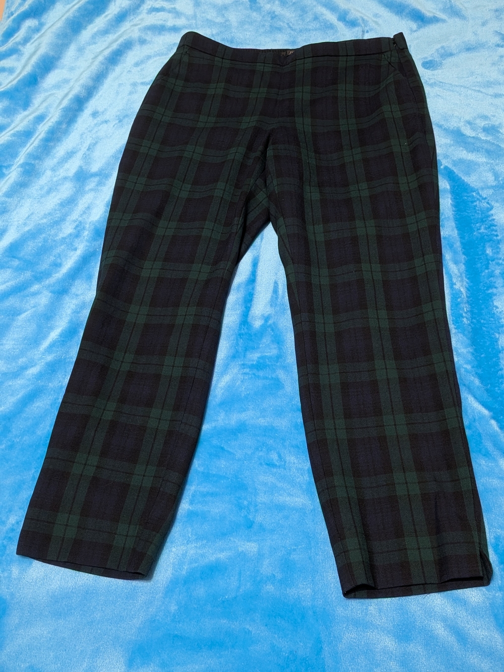🖤💚 Black Watch Plaid Wool-Blend Ankle Crop Dress Pants 💚🖤